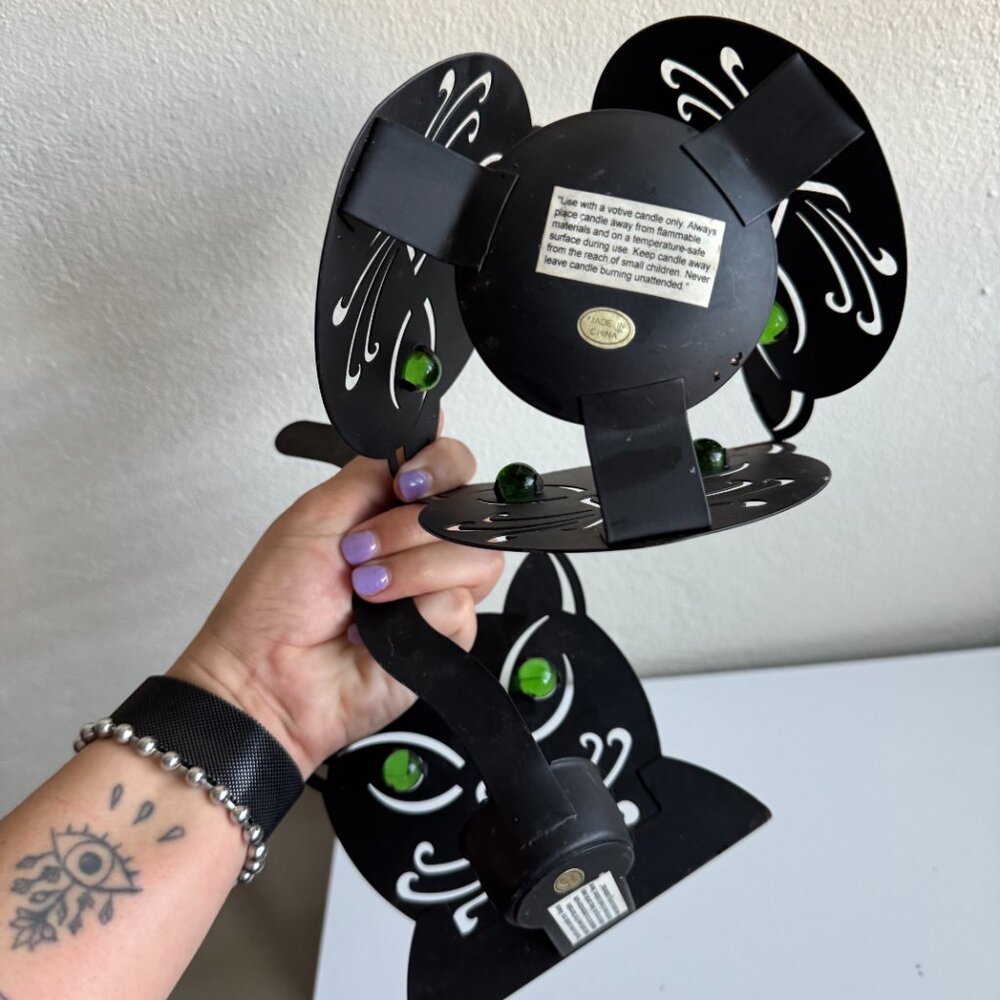 Black Cat Metal Candle Holder & Napkin Holder Set Gothic Decor - Picture 4 of 8